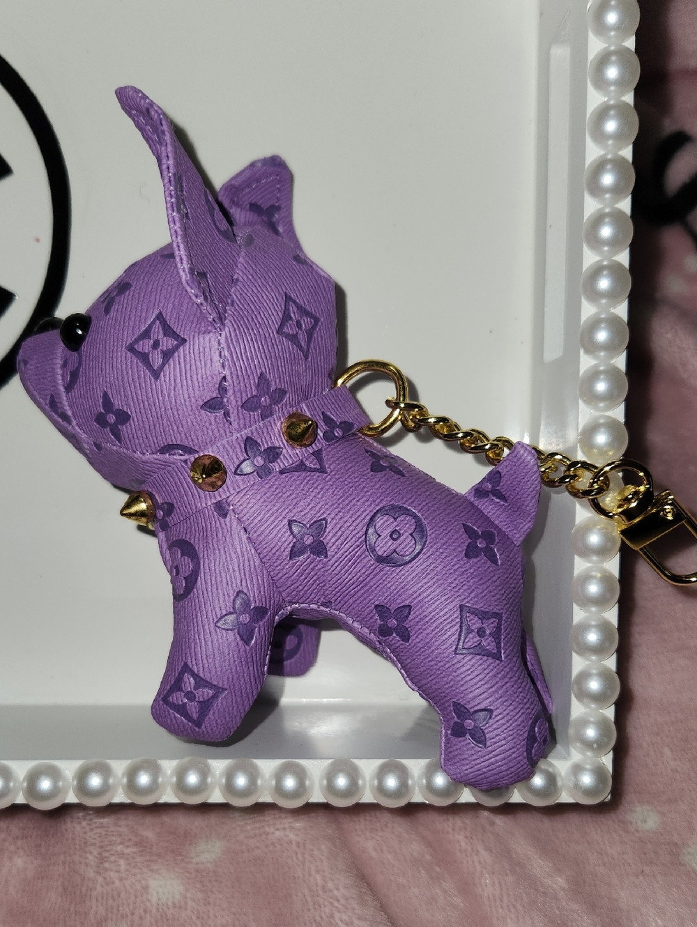 Purple Designer-Style Dog Keychain Charm